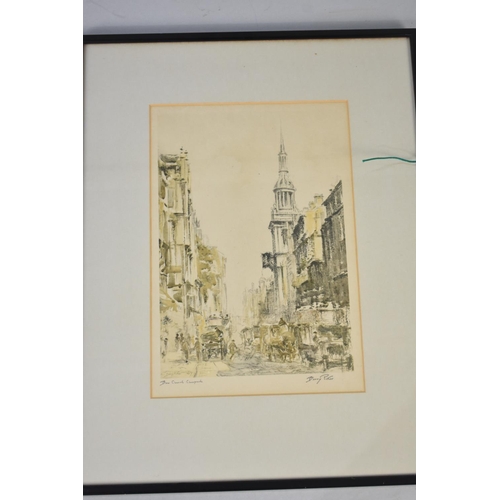 512 - A Pair of Signed Barry Potter Framed Prints Bow Church and The Law Courts, 26x38cms, Signed In Penci... 