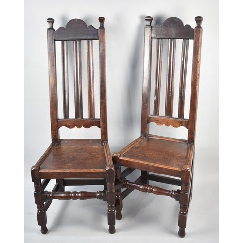 522 - A Pair of Carolean Oak High Back Side Chairs