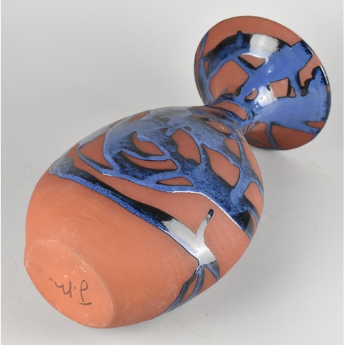 58 - A Tall Studio Pottery Terracotta and Glazed Vase by J Mehr, 37cms High