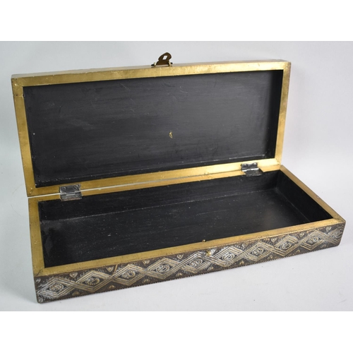 6 - A Modern Brass Mounted Box with Sunburst Decoration to Hinged Lid, 35.5cms Wide