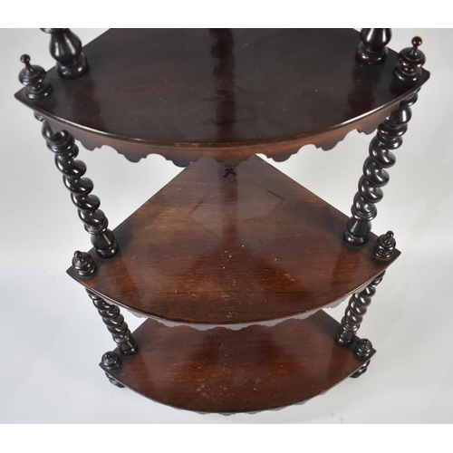 66 - A Late Victorian Four Tier Corner Whatnot with barley Twist Support and Pierced Gallery Top, 129cms ... 