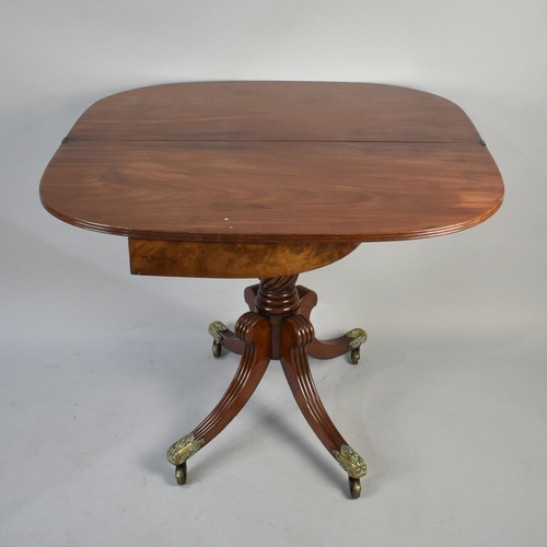 80 - A 19th Century Mahogany Lift and Twist Top Tea Table with Scrolled Supports Culminating in Brass Cas... 