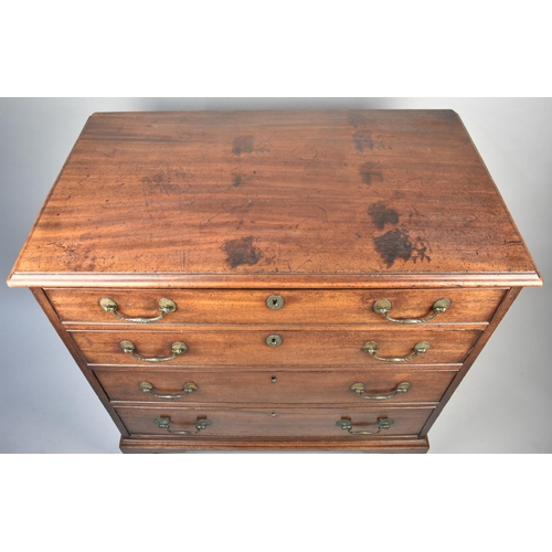 94 - A Georgian Mahogany Chest of Four Graduated Drawers on Bracket Feet, 83cms Wide