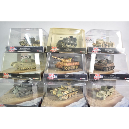 332 - A Collection of Nine Corgi D Day Landings Tanks and Military Vehicles, All Boxed