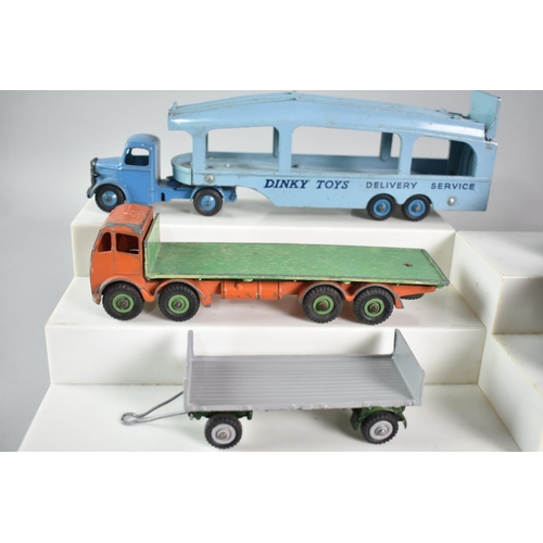 335 - A Collection of Unboxed Dinky Lorries to Include Pullmore Transporter, Guy, Foden Plus Repainted Exa... 