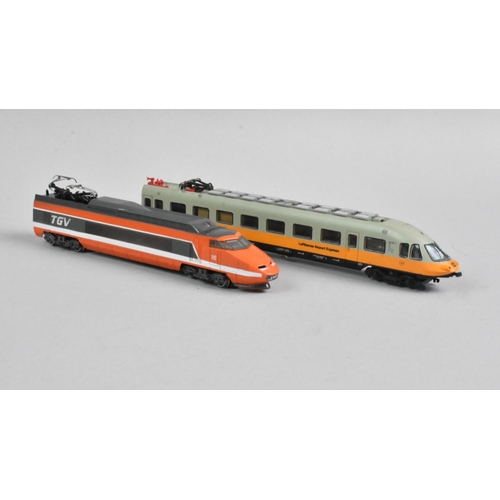 349 - Two Unboxed N Gauge Locomotives, Lufthansa Airport Express and Bachmann 'TGV'