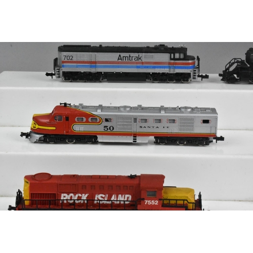 353 - A Collection of Six Unboxed N Gauge American Locomotives and Two Tenders