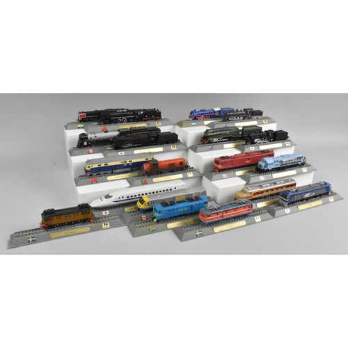 364 - A Collection of Eighteen Del Prado N Gauge Locomotives Of The World Models, Canada, Sweden, Japan, A... 