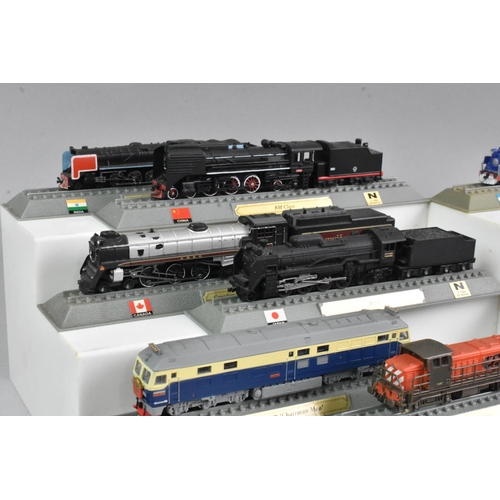 364 - A Collection of Eighteen Del Prado N Gauge Locomotives Of The World Models, Canada, Sweden, Japan, A... 