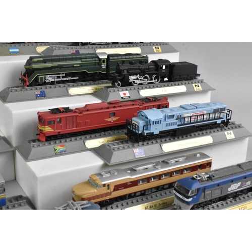 364 - A Collection of Eighteen Del Prado N Gauge Locomotives Of The World Models, Canada, Sweden, Japan, A... 