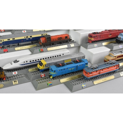 364 - A Collection of Eighteen Del Prado N Gauge Locomotives Of The World Models, Canada, Sweden, Japan, A... 