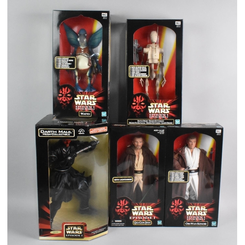 370 - A Boxed Star Wars Episode I Figure, Darth Maul, Together with Five Boxed Hasbro Figures, Battle Droi... 