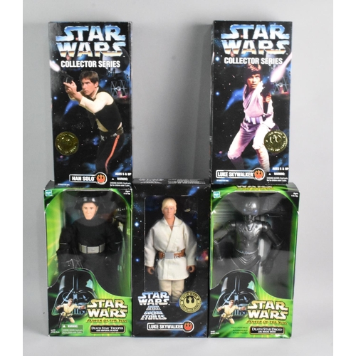 371 - Three Boxed Kenner Star Wars Collectors Series Figures, Han Solo and Luke Skywalker (x2), Together w... 