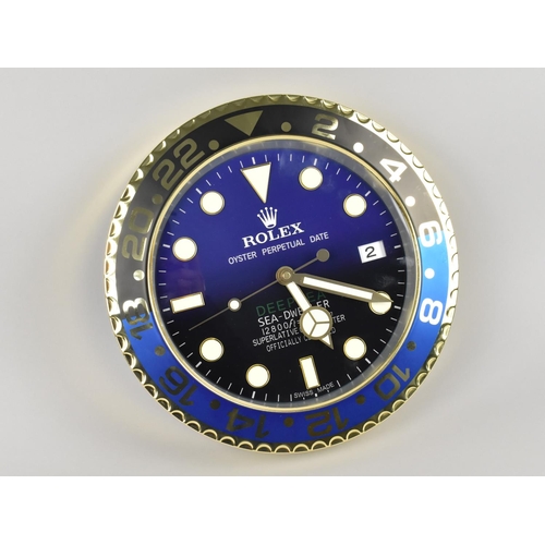 397 - A Rolex Dealer Shop Display Clock 'Deep Sea Sea Dweller' with Battery Movement