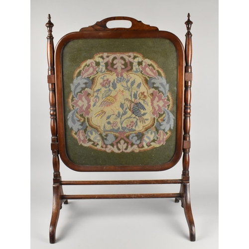 405 - A Late Victorian/Edwardian Mahogany Framed Tapestry Fire Screen, 53cms Wide