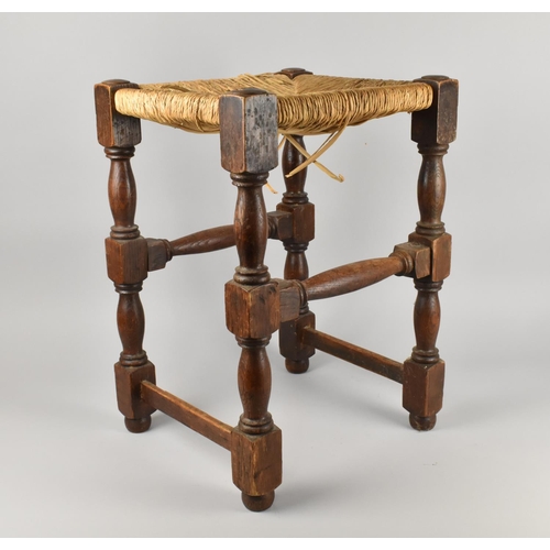 407 - A Rush Seated Stool, 38x35x54.5cms High