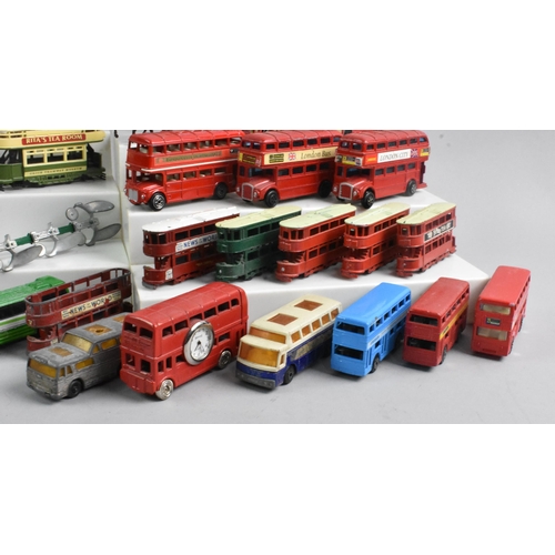 310 - A Collection of Twenty Nine Various Diecast Buses, Coaches, Recovery Truck and Plough, Various Makes... 