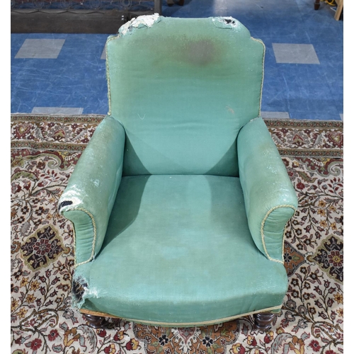 410 - A 19th Century Long Armed Upholstered Armchair for Full Reupholstery