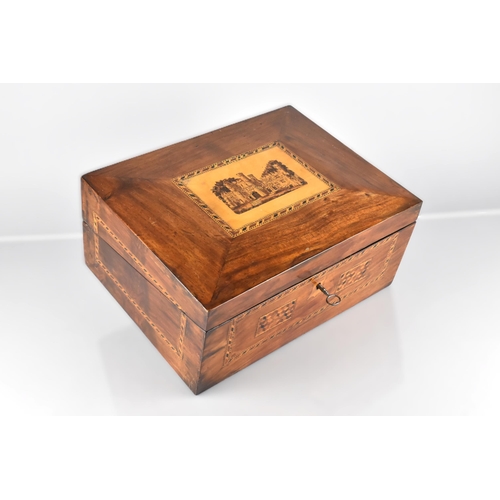 13 - A 19th Century Tunbridge Ware Mahogany Writing Box, the Lid with Inlaid Mosaic Marquetry Panel of Ca... 