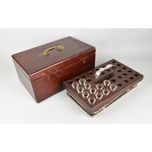 14 - An Edwardian Box Containing Removable Silver Plated and Wooden Holy Communion Tray together with Twe... 