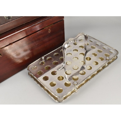 14 - An Edwardian Box Containing Removable Silver Plated and Wooden Holy Communion Tray together with Twe... 