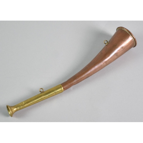 15 - A Vintage Copper and Brass Hunting Horn, 25cms High