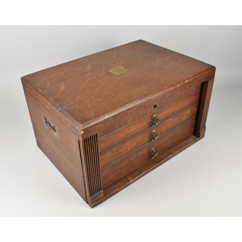 173 - An Edwardian Oak Canteen Box with three Drawers, All Empty, 48cms Wide