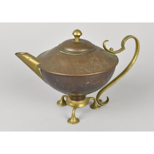 23 - An Early 20th Century Copper and Brass Teapot in the Benson Style, 21cms Wide and 14cms High