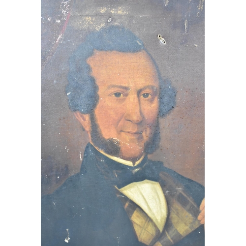 239 - A Large Mounted but Unframed Portrait of a 19th Century Gentleman with Tartan Waistcoat, Some Punctu... 