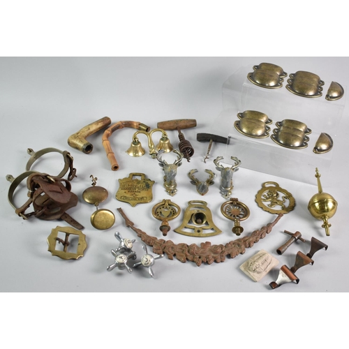 241 - A Collection of Various Vintage Brass and Other Metalwares to Include Horse Brasses, Bells, Corkscre... 