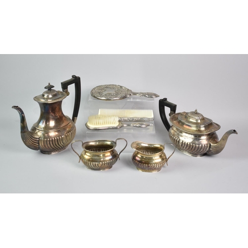 247 - A Collection of Various Silver Plate to include Four piece Tea Service and part Dressing Table Set