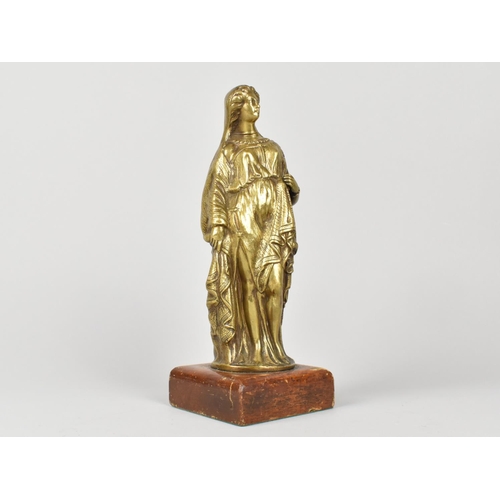 28 - A Cast Brass Classical Grand Tour Figure on Square Wooden Plinth, 23cms High