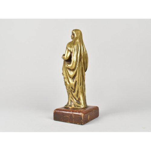 28 - A Cast Brass Classical Grand Tour Figure on Square Wooden Plinth, 23cms High