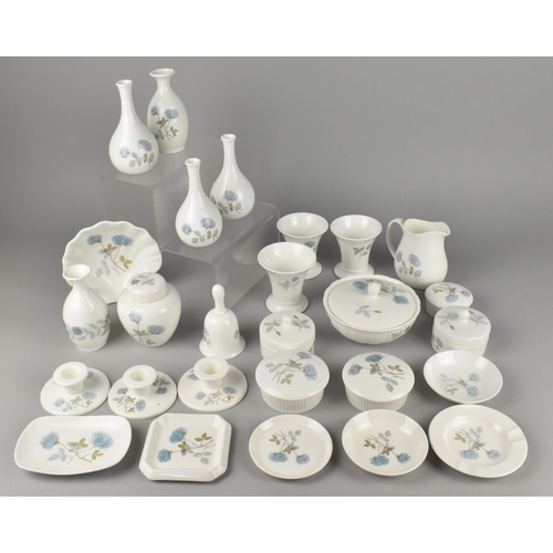 342 - Twenty-Seven Pieces of Wedgwood Ice Rose to Comprise Vases, Lidded Boxes, Dishes etc