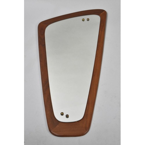 350 - A Mid Century Teak Wall Mirror, 75c34cm Max