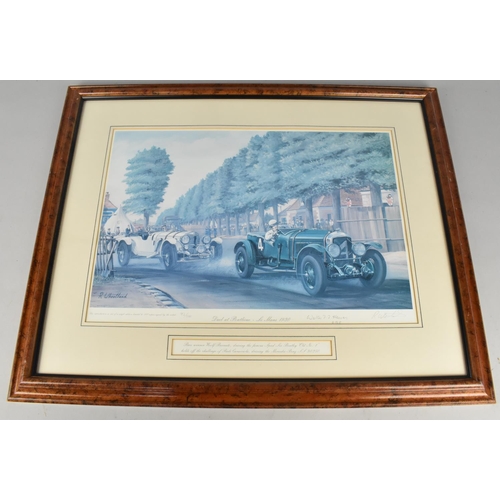 357 - A Framed R Wheatland Print,  Duel at Pontlieue - Le Mans 1930, Signed in Pencil