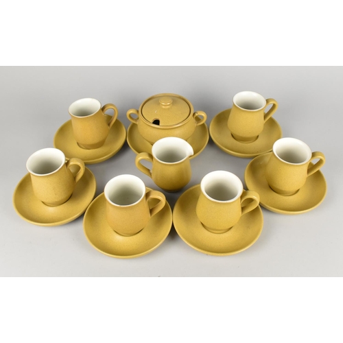 362 - A Denby Stoneware Mustard Glazed Coffee Set to Comprise Six Cups, Six Saucers, Jug, Lidded Pot and S... 