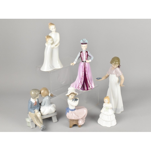 377 - A Collection of Various Ceramic Figures to Comprise Three Nao, Royal Doulton Julie, Royal Worcester ... 