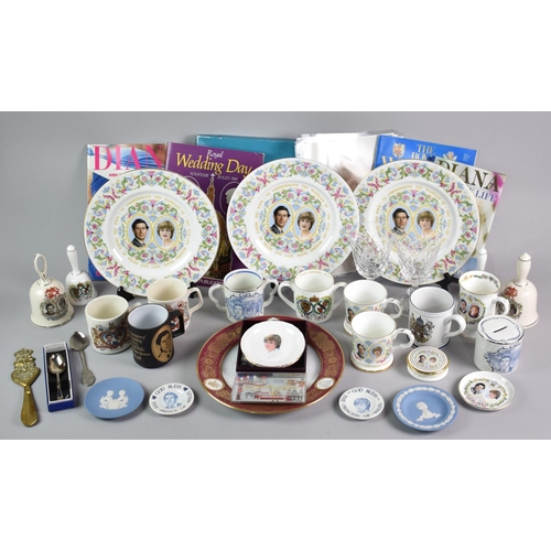 418 - A Collection of Various Charles and Diana Commemorative wares to Comprise Mugs, Glasses, Dishes etc