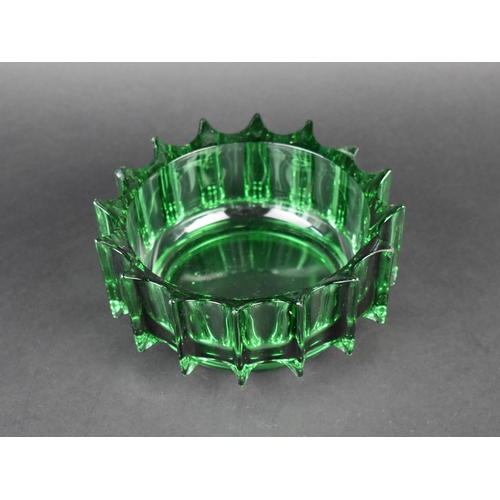 420 - A Mid Century A Czech Green Glass 'Iceberg' Bowl Designed by Rudolf Jurnikl, 17cm Diameter