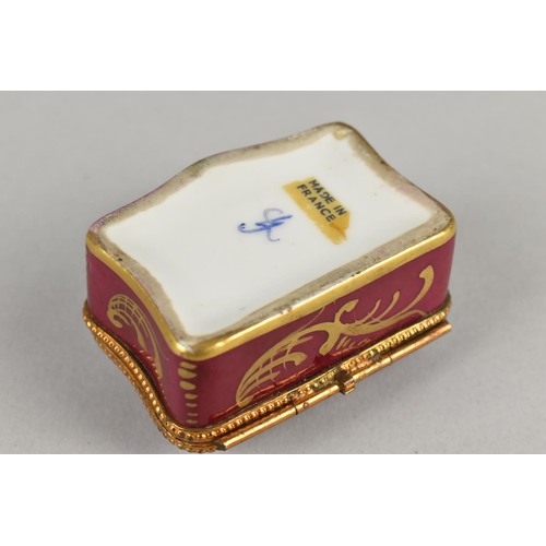 429 - A French Porcelain and Metal Mounted Box with Rose Cartouche on Red Ground with Gilt Highlights, 6cm... 