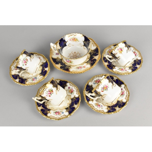 433 - Four Coalport Batwing Coffee Cans and Saucers Together with a Teacup and Saucer in the Blue Colourwa... 