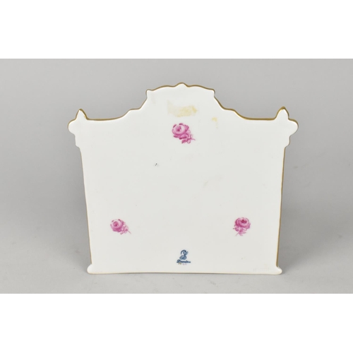 434 - A Dresden Porcelain Two Division Letter Tack with Pink Rose Swag Decoration with Gilt highlights, 15... 