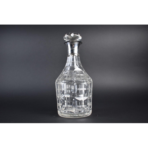 439 - A Silver and Cut Glass Decanter, London Hallmark, 25.5cm high