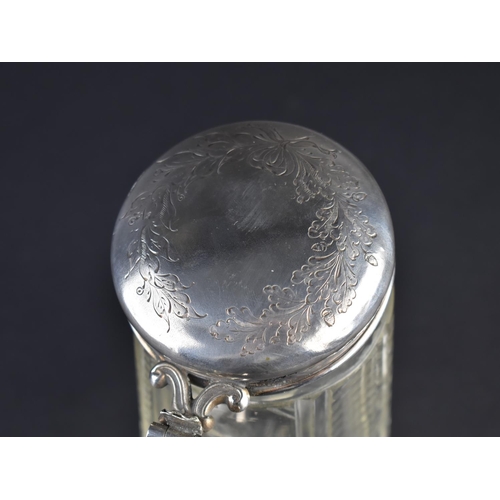 440 - A Continental Silver and Cut Glass Stein, the Hinged Lid with Chased Foliate Decoration, 17.5cm high