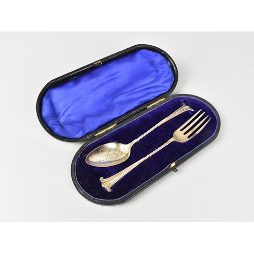 449 - A Cased Edwardian Silver Fork and Spoon Set by J Sherwood & Sons, with Onslow Type Finial, Twisted S... 