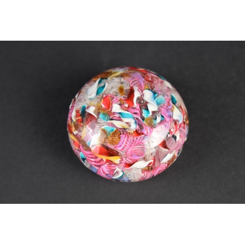 49 - A 19th Century Glass Paperweight with Latticino Cane Work Design, 6cms Diameter