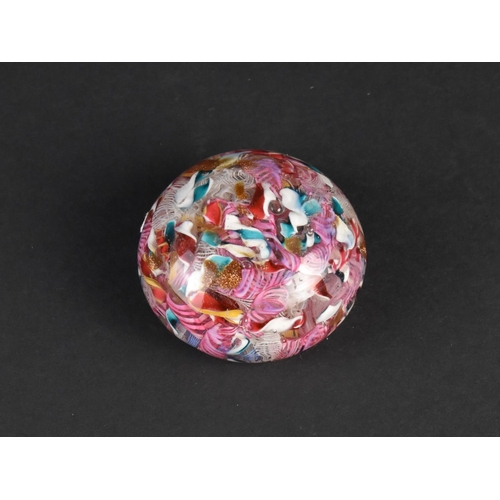 49 - A 19th Century Glass Paperweight with Latticino Cane Work Design, 6cms Diameter