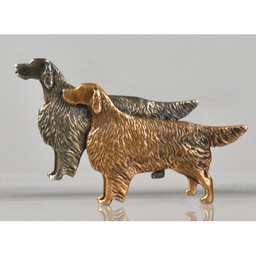 493 - A Silver and Bronze Brooch Modelled as Two Retrievers, 55mm Wide