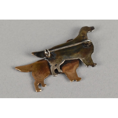 493 - A Silver and Bronze Brooch Modelled as Two Retrievers, 55mm Wide